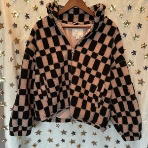 a New Day Checkered Sherpa Zip Up